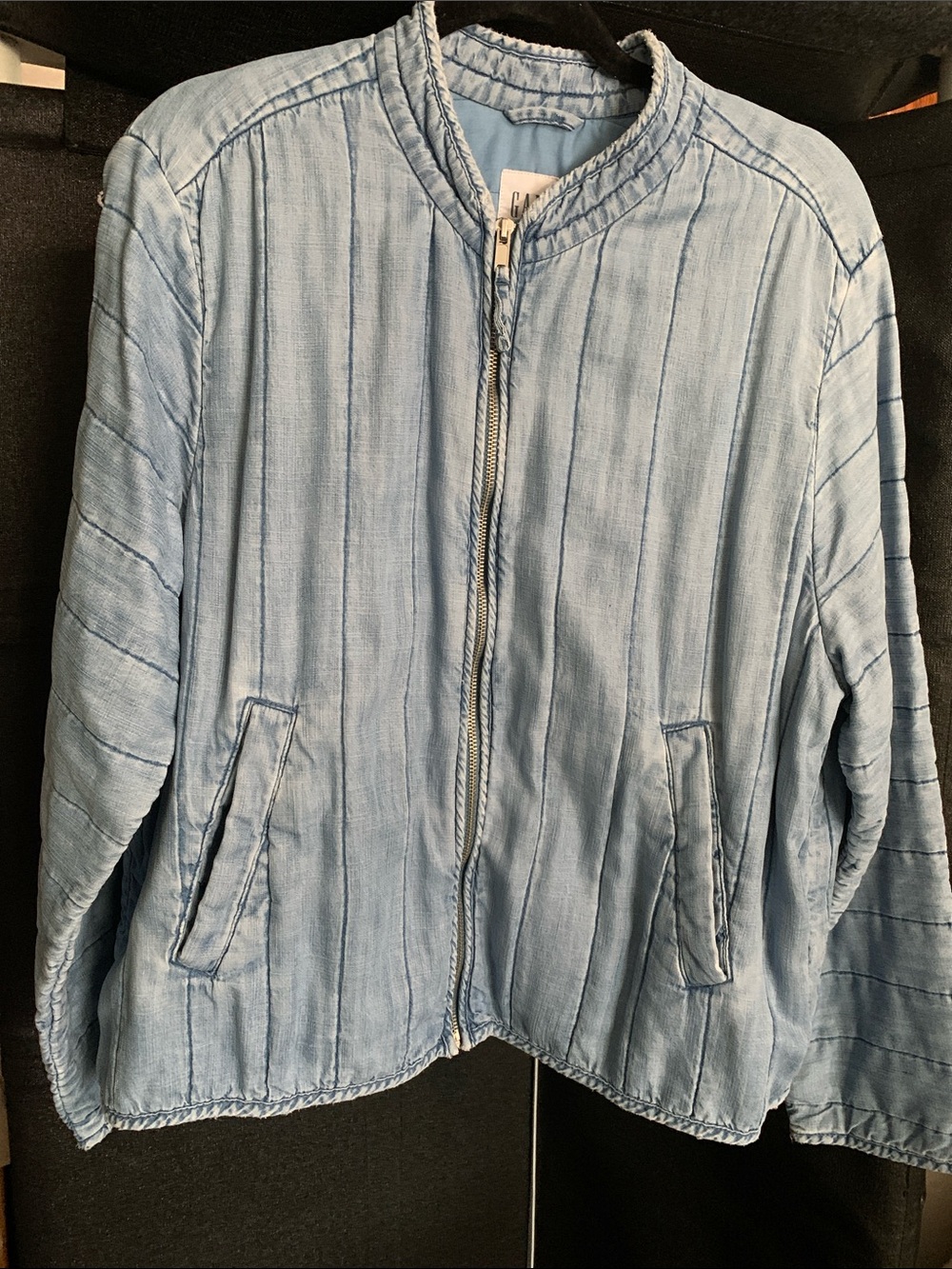 #559 GAP Light Blue Quilted Zip-Front Jean Jacket